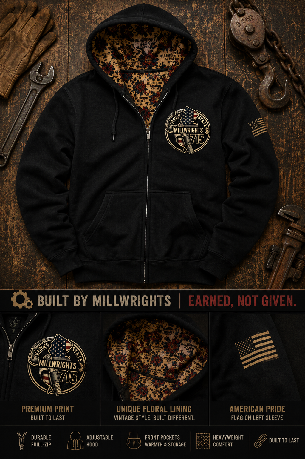 Millwright Mafia CO Zip Heavyweight Hoodie