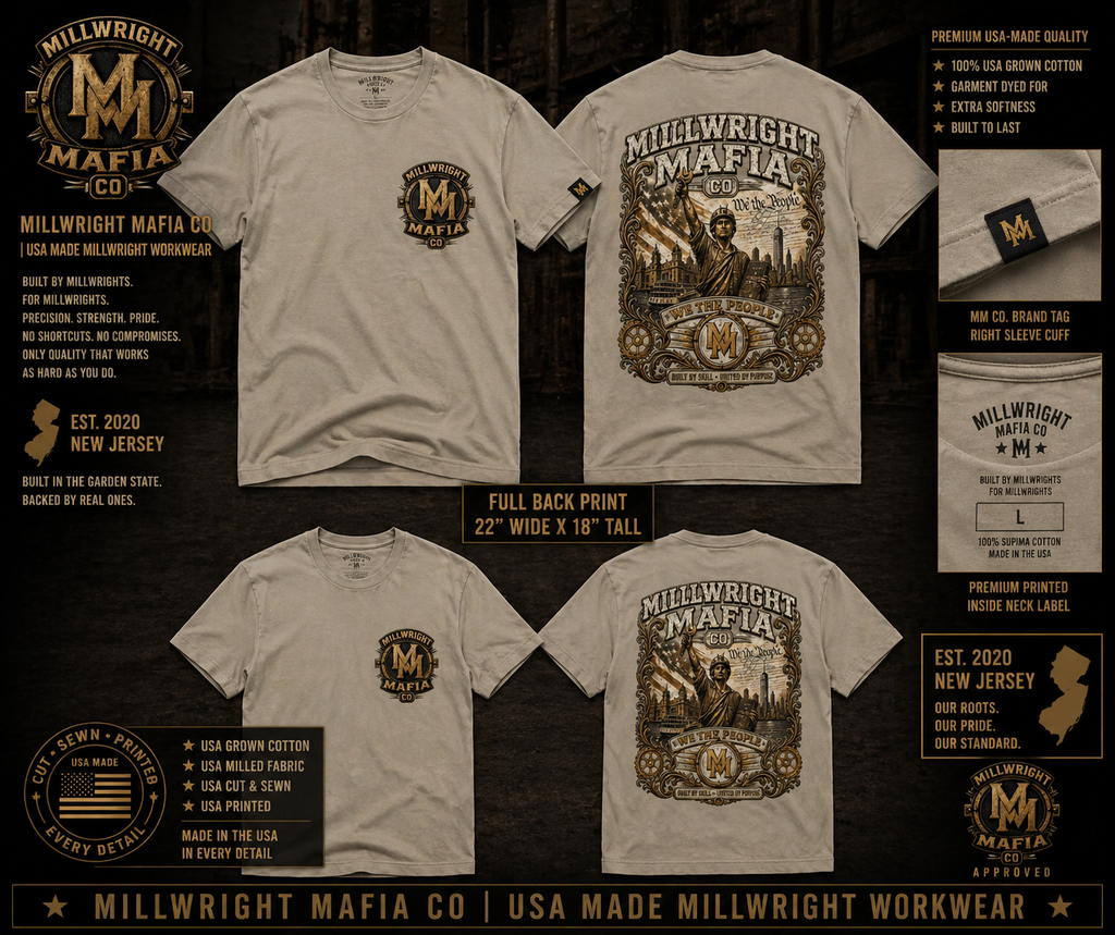 Millwright Mafia CO UNISEX SUPIMA CREW GARMENT DYED  T-Shirt
