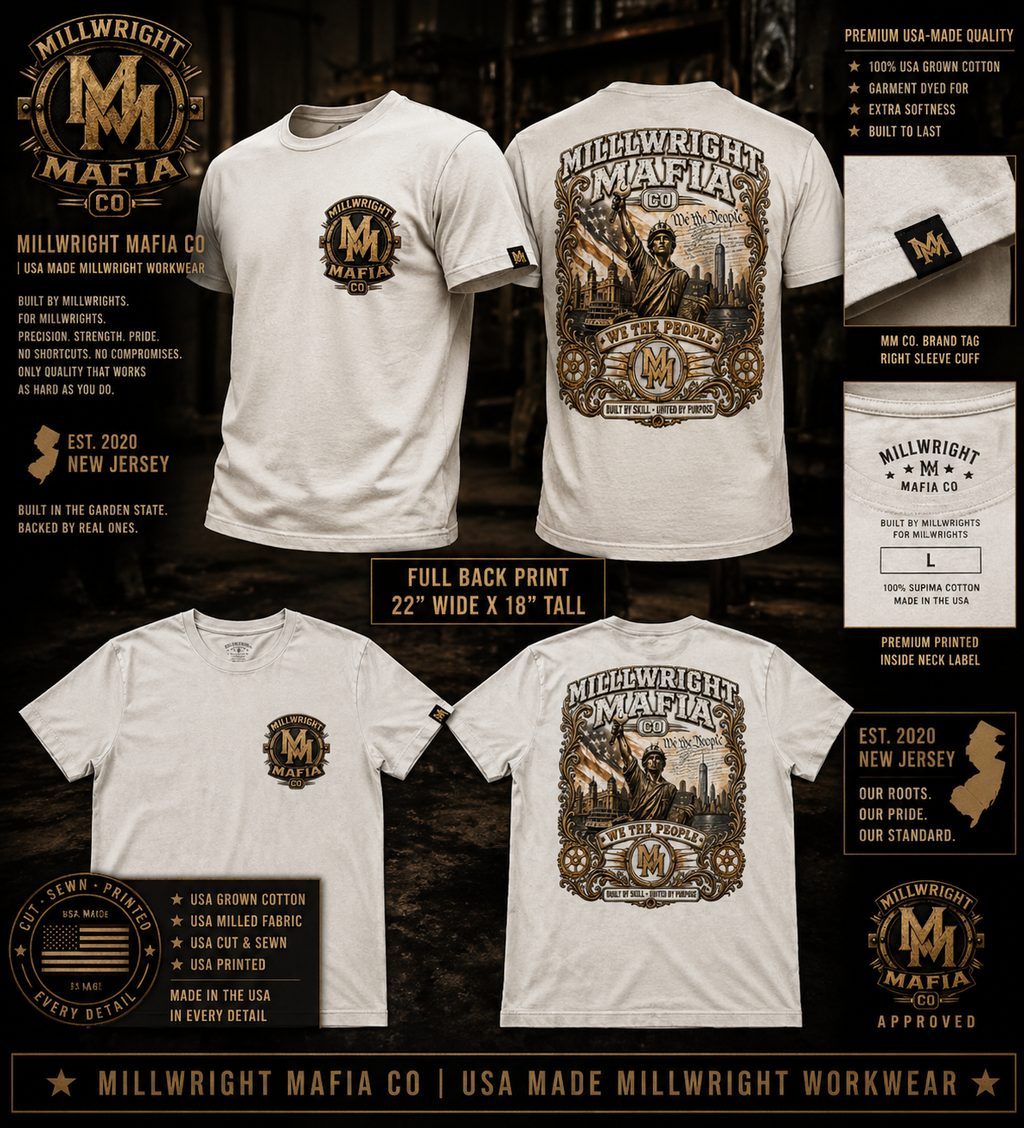 Millwright Mafia CO UNISEX SUPIMA CREW GARMENT DYED  T-Shirt